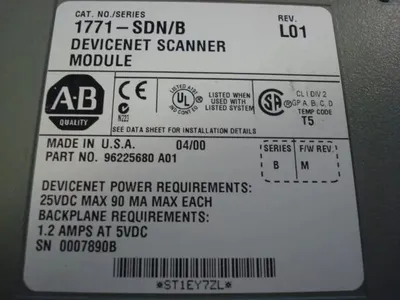 Allen Bradley 1771-SDN/B DeviceNet Scanner L01 Used