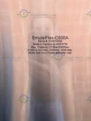 Used AVESTIN EMULSIFLEX C500A HIGH CAPACITY  HIGH PRESSURE HOMOGENIZER 20000PSI Homogenizers California US | Equipment Lab #1364701