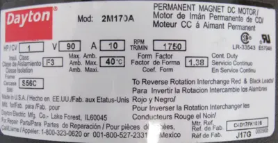 NEW DAYTON 2M170A DC PERMANENT MAGNET MOTOR 1 HP 90VDC