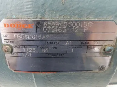 Dodge Reliance FB56DG16A21 Inline Gearmotor 20.9 Reducer .3Hp 84rpm 230/460v 3ph