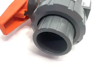 USED GEORG FISCHER TYP 546 PRO BALL VALVE PVC-U, 1" SOCKET ENDS, TO RT ANGLE ADAPTER