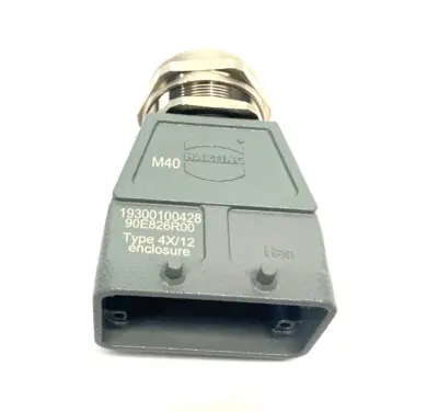19300100428 | Harting  Heavy Duty Han B Hood Top Entry HC 4 Pegs M40 w/ Cable Gland - New Other