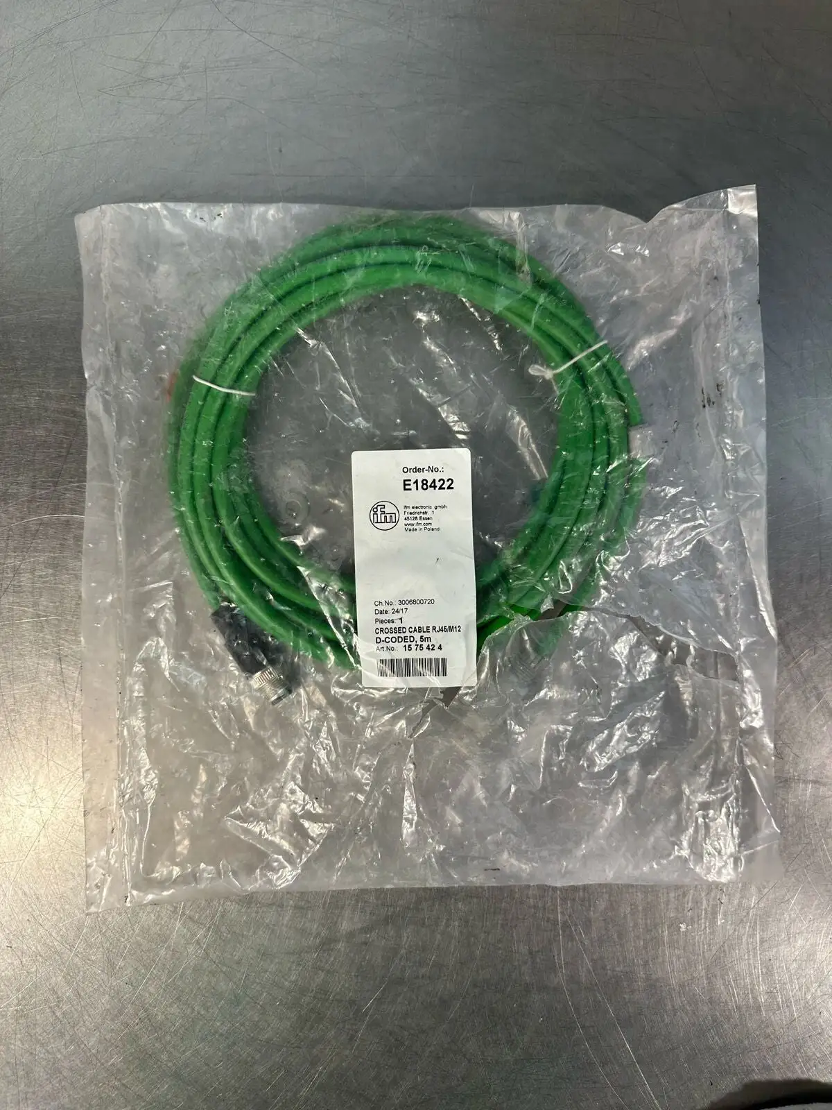 Ifm 1575424 Crossed Cable RJ45/M12 D-Coded 5m E18422 NEW (5.3.5)