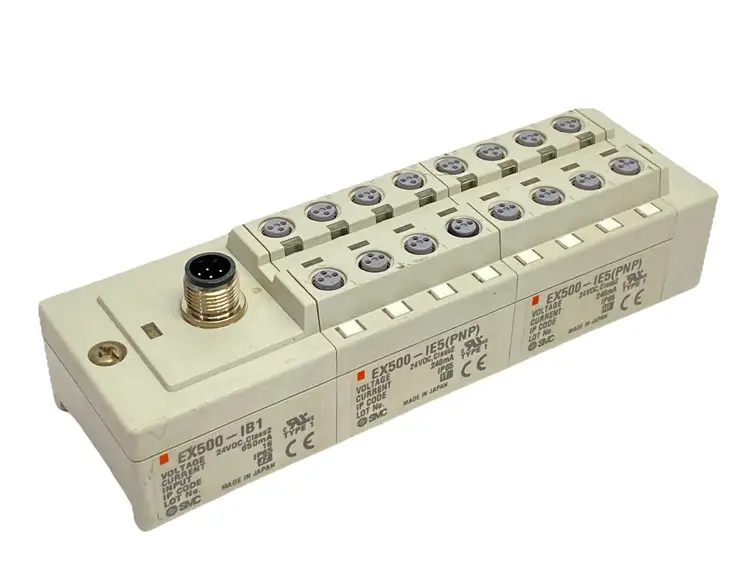 Used SMC DeviceNet Input Base Unit w/ 2x EX500-IE5 Input Block 8x M8 3-Pin PLC Input & Output Michigan US | Maverick Industrial Sales #1401860