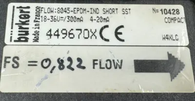 USED BURKERT 449670X EASY FLOW TRANSMITTER 8045-EPMD IND SHORT SST 18-36V