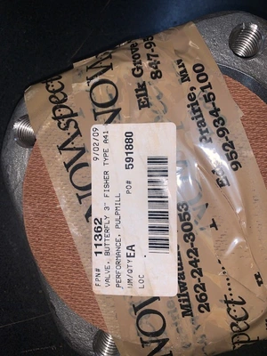 3" Fisher A41 Butterfly Valve with actuator and positioner New Storeroom Spare