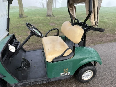 (1) 2017 E-Z-Go golf cart with a Kawasaki gas engine, model 625111G01, includes canopy, ball cover, ...