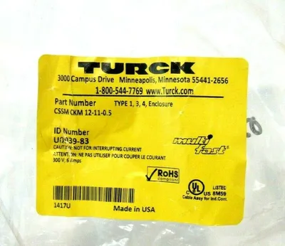 NEW TURCK CSSM CKM 12-11-0.5 CORDSET U0939-83 CSSMCKM121105