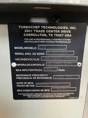 New | in-Stock TurboChef Used 2021 TurboChef Eco Electric Countertop Rapid Cook Ventless Oven 208/240V Electric Ovens Illinois US | Falcon Restaurant Supply #1374911