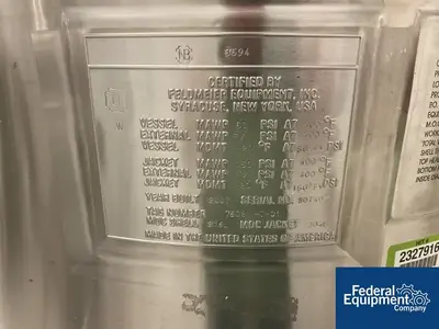 USED Feldmeier 150 Liter Feldmeier Reactor, S/S
