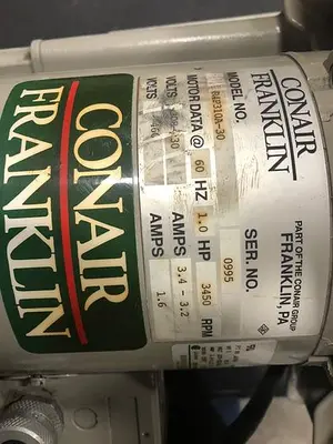 USED CONAIR/FRANKLIN AIR PUMP FOR CONAIR DRYERS