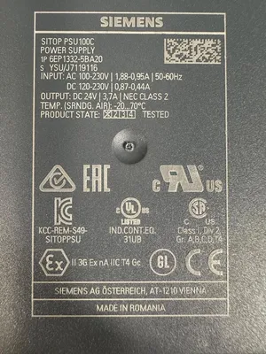 Siemens 6EP1332-5BA20 DC 24V/3.7A SITOP PSU100C Power Supply (4D-42)