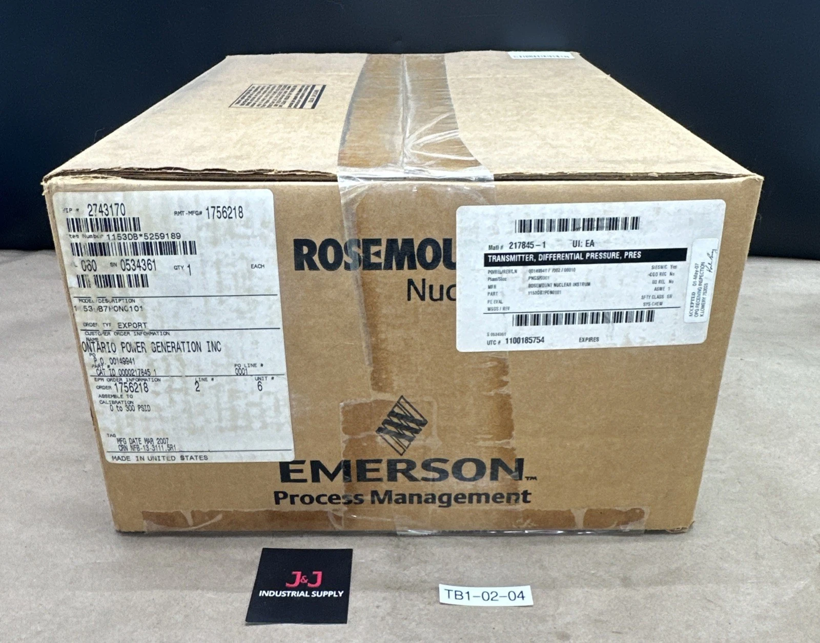 New | in-Stock Rosemount 1153DB7PCN0101 Test Equipment - Other Indiana US | J&J Industrial Supply #1259655