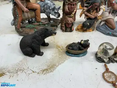 Lot of Native and Wildlife Decorations Including Porcelain Figurines and More