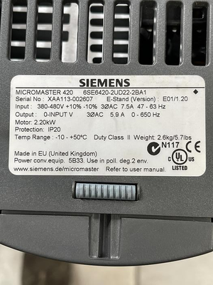 Used SIEMENS MICROMASTER 420 AC Drive Control Module Michigan US | Aucto #1336178