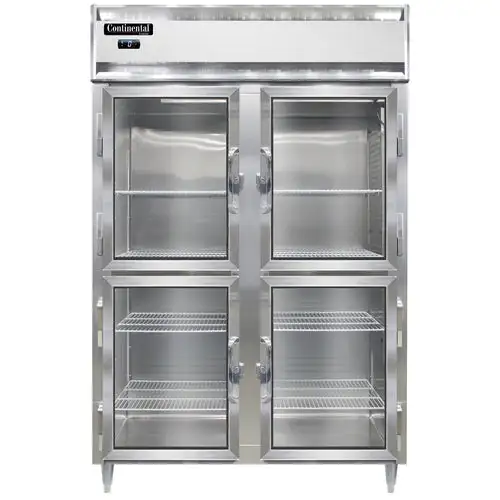 Continental D2FNSAGDHD 52" Designer Line Two Section Reach In Freezer, (4) Left/right Hinge Glass Doors, 115v