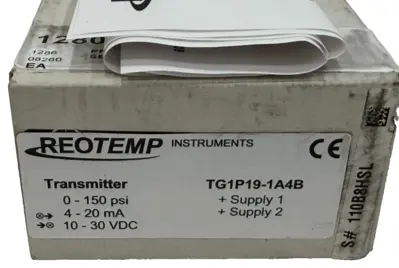 NEW REOTEMP TG1P19-1A4B PRESSURE TRANSMITTER 0-150 PSI TG1P191A4B