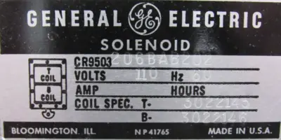 NEW GENERAL ELECTRIC CR9503206BAB202 SOLENOID COIL 110 VAC 60 HZ
