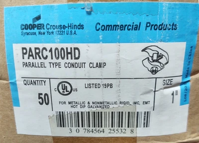 🔥 50 NIB Eaton Cooper Crouse Hinds PARC100HD 1” Parallel Conduit Clamp