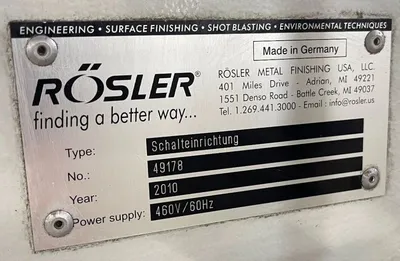 Rosler Z 800 HA Turbo-Floc separator skid, manual clean.
