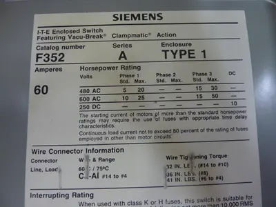 USED SIEMENS F352