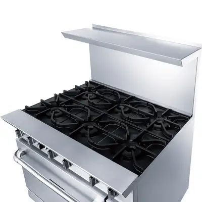 New | in-Stock Dukers New Dukers DCR36-6B 36" Gas Cooktop Range with Six (6) Open Burners Commercial Ranges Illinois US | Falcon Restaurant Supply #1376299