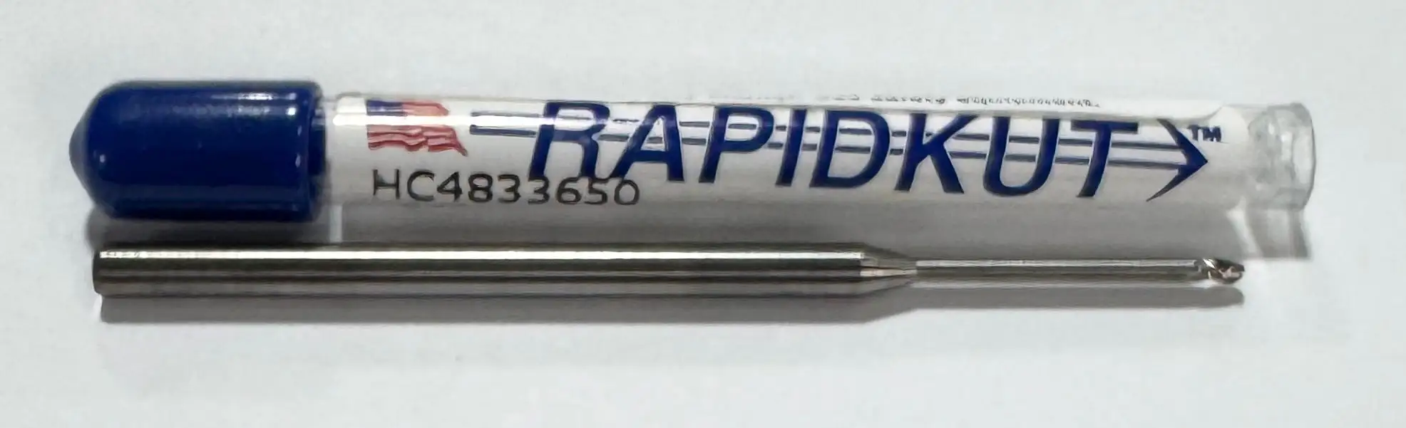 RapidKut .060 Carbide Miniature Ball End mill 12xD 3 Flute USA Made