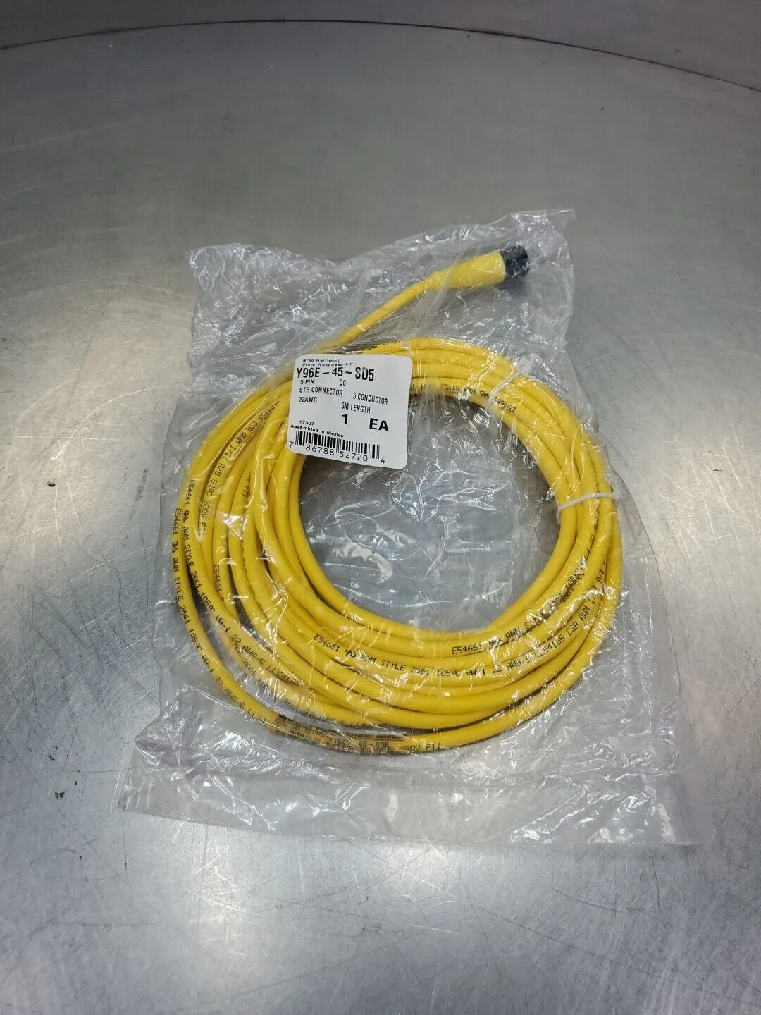 Brad Harrison Y96E-45-SD5 5-Pin 22AWG 5M PLC Cable. 5D-16