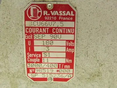R. Vassal CU66V7,5 DC Gearmotor 3000/400T/mn 180VDC Dual Horizontal Output