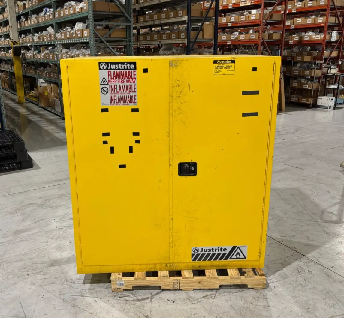 USED JUSTRITE 59"LX34"DX65"H, 110G, 416L CAPACITY FLAMMABLE STORAGE CABINET
