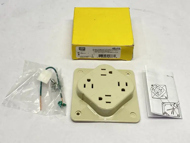 Used HUBBELL HBL 4-PLEX RECEPTACLE IVORY 2-POLE 15A 125V Connector Accessories | Maverick Industrial Sales #1100228