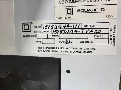 USED SQUARE D MODEL 6