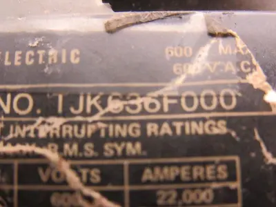 GE General Electric TJK636F000 Molded Case 600A 600V 3 Pole Circuit Breaker