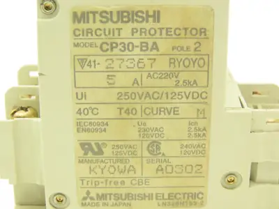 Mitsubishi CP30-BA  5A Amp Circuit Breaker Protector 2-Pole 250VAC  Lot of 9
