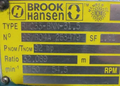 NEW BROOK HANSEN RHC33-BNN-31.5 GEAR REDUCER 32.089:1 92HP RHC33BNN315