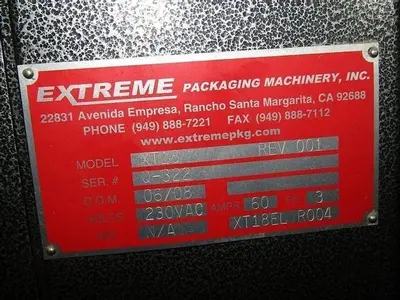 EXTREME PACKAGING SYSTEM MODEL S18-GDC SEALER XT18 HEAT SHRINK TUNNEL (2008)