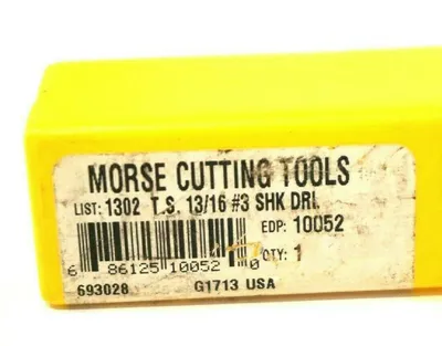 NEW MORSE CUTTING TOOLS 1302 SHANK DRILL #3 13/16