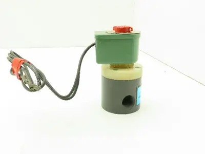 Plast-o-matic EUC3B4G6 Solenoid Valve PVC 3/8" NPT 40 PSI 120V Coil