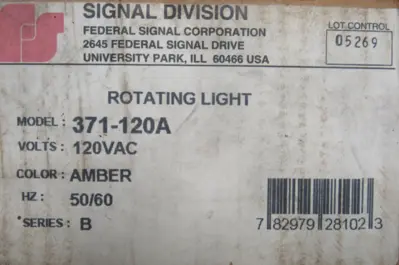 NEW FEDERAL SIGNAL 371-120A COMMANDER LIGHT 120VAC 371120A