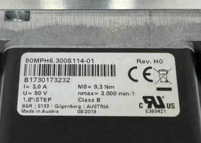 NEW B&R 80MPH6.300S114-01 STEPPER MOTOR W/ 8GA40-0MPH6-00002 & 8GA40-080-003S2PH