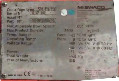(3) Swaco 518 FH/HV oilfield decanter centrifuge skids, Duplex SS.
