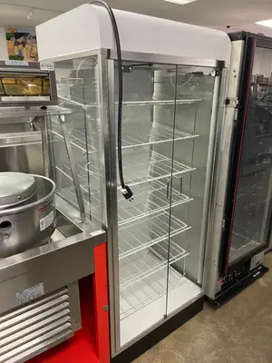 Used Falcon Restaurant Supply Used 70"H Self Closing Glass 2 Door Lighted Display Case 120V Food Displays Illinois US | Falcon Restaurant Supply #1375853