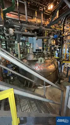 USED 3V Tech 5,000 Gal 3V Tech Glass Lined Reactor, 100/125#