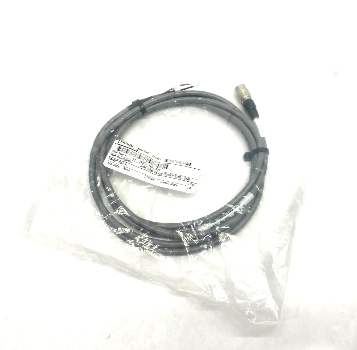 USED FANUC GIGE CAMERA POWER CABLE SINGLE END 24VDC