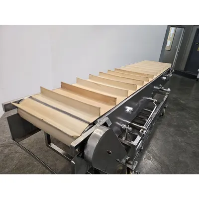 Used 23"W X 9'-6"L Stainless Steel Sanitary Cleated incline Belt Conveyor