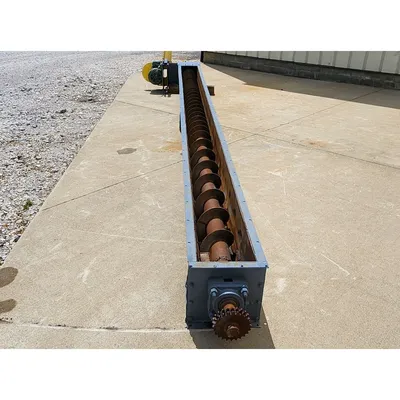 Used 8" dia X 17' U-trough Industrial Screw Auger Conveyor