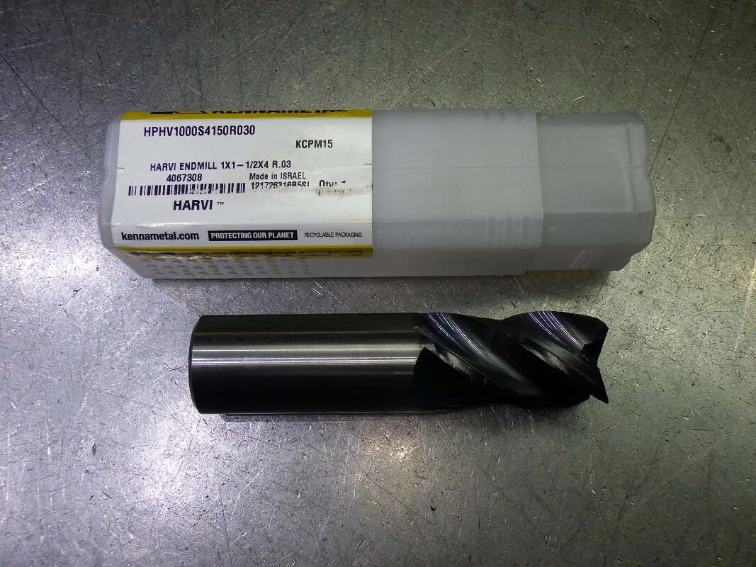 Kennametal 1" 4 Flute Carbide CR Endmill .03" R HPHV1000S4150R030 KCPM15 (LOC1278A)