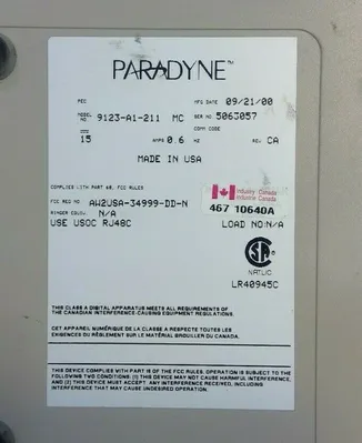 Paradyne - 9123-C Model No. 9123-A1-211 FrameSaver FLEX 3H