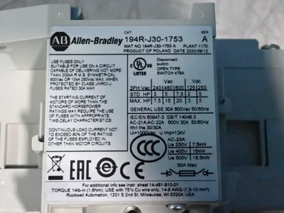 Used 2012 ALLEN BRADLEY 194RJ301753 Disconnects Ohio US | HGR 24 #1006440