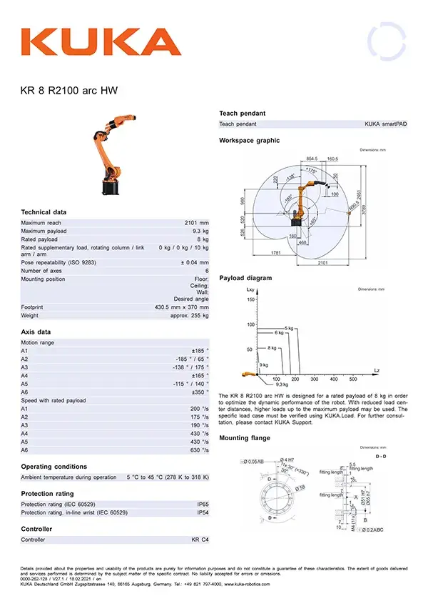 USED 2019 KUKA KUKA KR8 R2100 ARC HW ROBOT